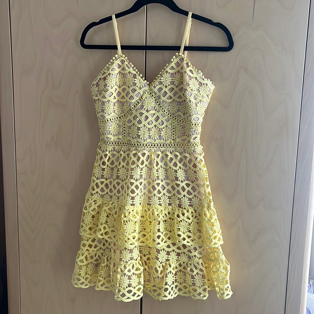Lulus yellow and nude dress.
